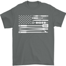 USA Grill Flag America BBQ Food Mens T-Shirt 100% Cotton Charcoal