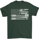 USA Grill Flag America BBQ Food Mens T-Shirt 100% Cotton Forest Green