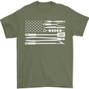 USA Grill Flag America BBQ Food Mens T-Shirt 100% Cotton Military Green