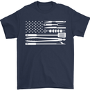 USA Grill Flag America BBQ Food Mens T-Shirt 100% Cotton Navy Blue