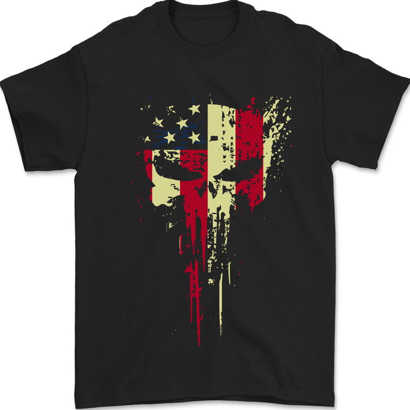 USA Gym Skull America Bodybuilding Mens T-Shirt 100% Cotton Black