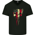 USA Gym Skull America Bodybuilding Mens V-Neck Cotton T-Shirt Black