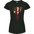 USA Gym Skull America Bodybuilding Womens Petite Cut T-Shirt Black