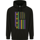 USA Mardi Gras American Flag America Childrens Kids Hoodie Black