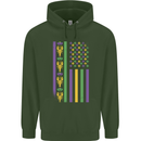 USA Mardi Gras American Flag America Childrens Kids Hoodie Forest Green