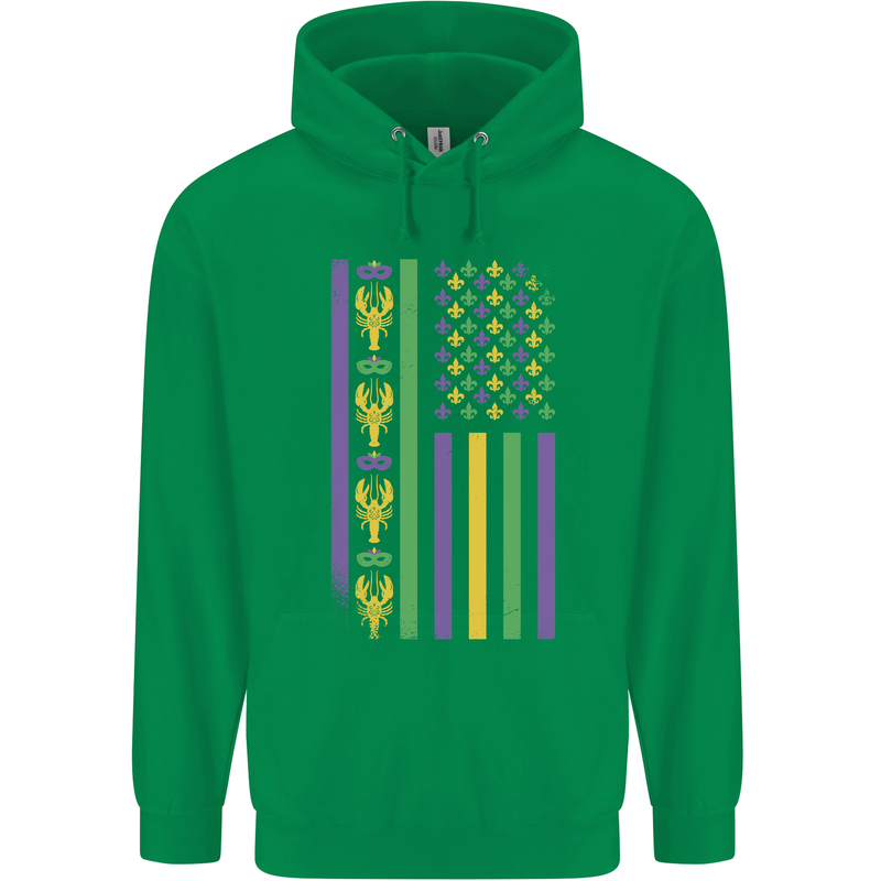 USA Mardi Gras American Flag America Childrens Kids Hoodie Irish Green