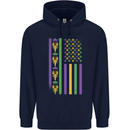 USA Mardi Gras American Flag America Childrens Kids Hoodie Navy Blue