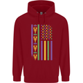 USA Mardi Gras American Flag America Childrens Kids Hoodie Red