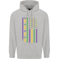 USA Mardi Gras American Flag America Childrens Kids Hoodie Sports Grey