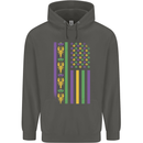 USA Mardi Gras American Flag America Childrens Kids Hoodie Storm Grey