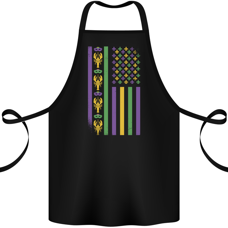 USA Mardi Gras American Flag America Cotton Apron 100% Organic Black