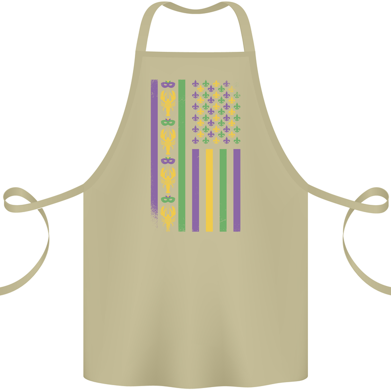 USA Mardi Gras American Flag America Cotton Apron 100% Organic Khaki