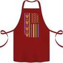USA Mardi Gras American Flag America Cotton Apron 100% Organic Maroon