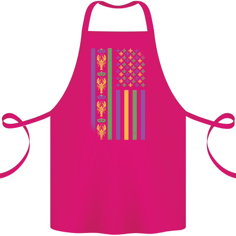 USA Mardi Gras American Flag America Cotton Apron 100% Organic Pink