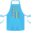 USA Mardi Gras American Flag America Cotton Apron 100% Organic Turquoise