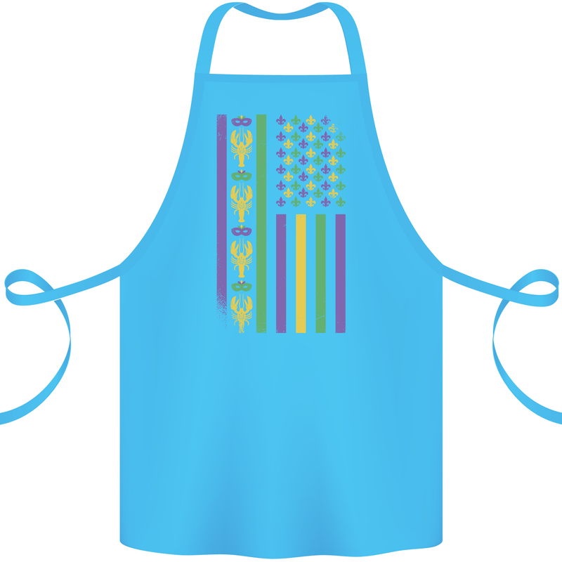 USA Mardi Gras American Flag America Cotton Apron 100% Organic Turquoise