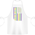 USA Mardi Gras American Flag America Cotton Apron 100% Organic White