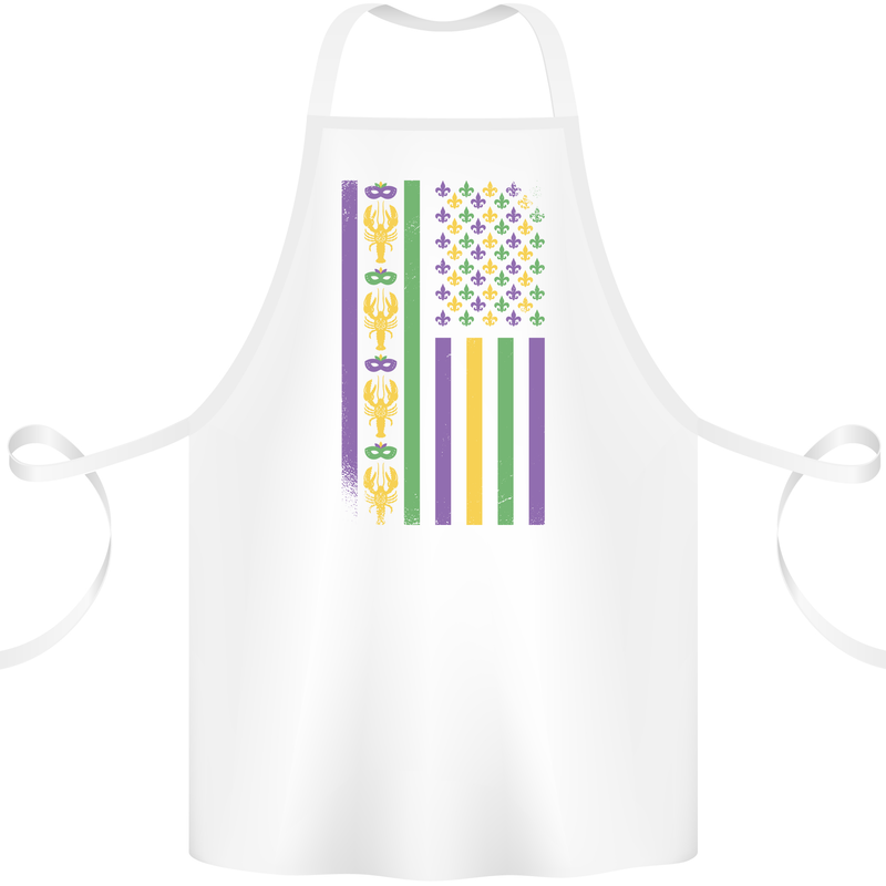 USA Mardi Gras American Flag America Cotton Apron 100% Organic White
