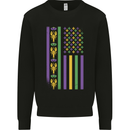 USA Mardi Gras American Flag America Kids Sweatshirt Jumper Black