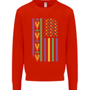 USA Mardi Gras American Flag America Kids Sweatshirt Jumper Bright Red