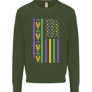 USA Mardi Gras American Flag America Kids Sweatshirt Jumper Forest Green