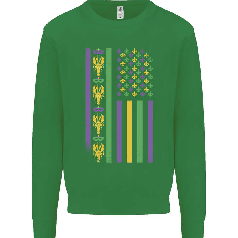 USA Mardi Gras American Flag America Kids Sweatshirt Jumper Irish Green