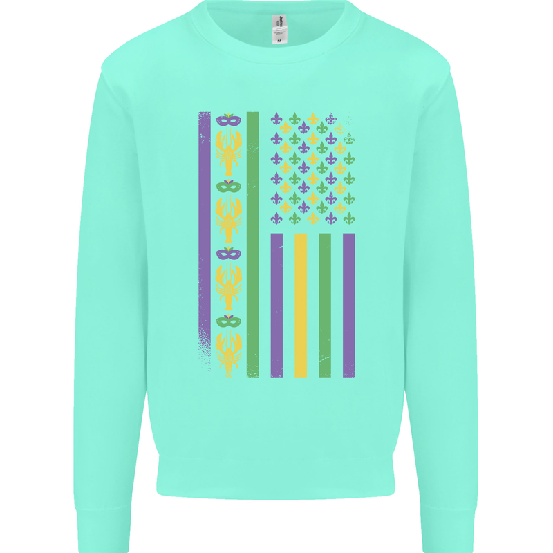 USA Mardi Gras American Flag America Kids Sweatshirt Jumper Peppermint