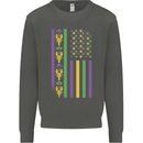 USA Mardi Gras American Flag America Kids Sweatshirt Jumper Storm Grey
