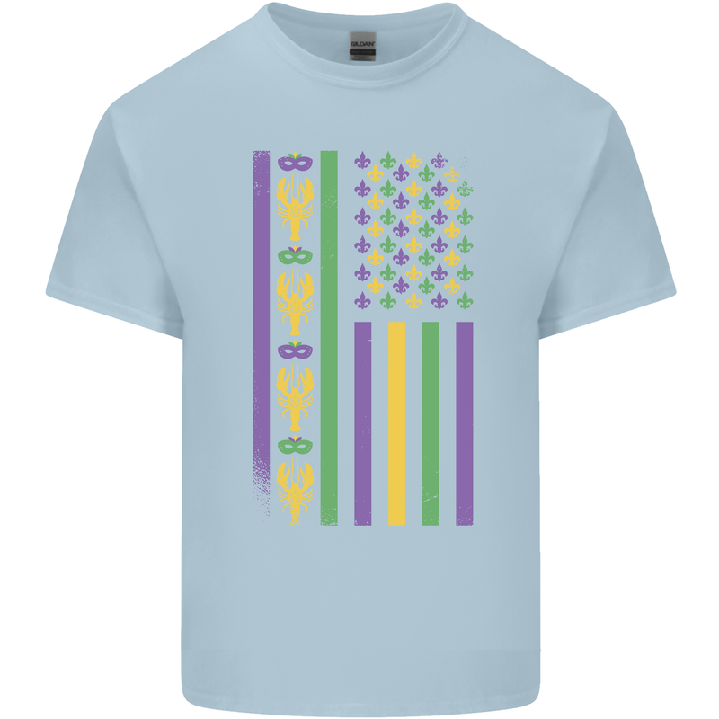 USA Mardi Gras American Flag America Kids T-Shirt Childrens Light Blue