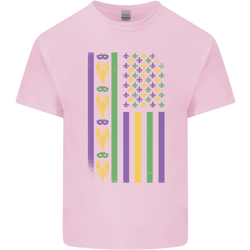 USA Mardi Gras American Flag America Kids T-Shirt Childrens Light Pink