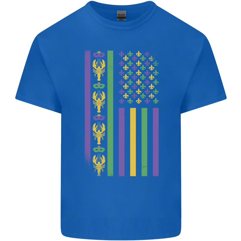 USA Mardi Gras American Flag America Kids T-Shirt Childrens Royal Blue