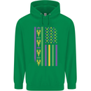 USA Mardi Gras American Flag America Mens 80% Cotton Hoodie Irish Green