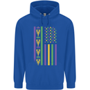 USA Mardi Gras American Flag America Mens 80% Cotton Hoodie Royal Blue
