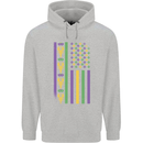 USA Mardi Gras American Flag America Mens 80% Cotton Hoodie Sports Grey
