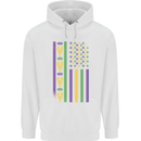 USA Mardi Gras American Flag America Mens 80% Cotton Hoodie White