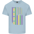 USA Mardi Gras American Flag America Mens Cotton T-Shirt Tee Top Light Blue