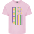 USA Mardi Gras American Flag America Mens Cotton T-Shirt Tee Top Light Pink