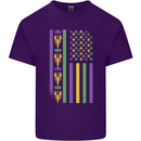 USA Mardi Gras American Flag America Mens Cotton T-Shirt Tee Top Purple