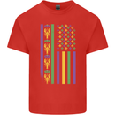 USA Mardi Gras American Flag America Mens Cotton T-Shirt Tee Top Red