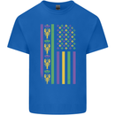 USA Mardi Gras American Flag America Mens Cotton T-Shirt Tee Top Royal Blue