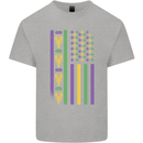 USA Mardi Gras American Flag America Mens Cotton T-Shirt Tee Top Sports Grey