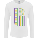 USA Mardi Gras American Flag America Mens Long Sleeve T-Shirt White