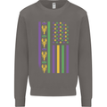 USA Mardi Gras American Flag America Mens Sweatshirt Jumper Charcoal