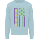 USA Mardi Gras American Flag America Mens Sweatshirt Jumper Light Blue