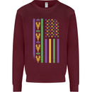 USA Mardi Gras American Flag America Mens Sweatshirt Jumper Maroon