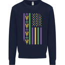 USA Mardi Gras American Flag America Mens Sweatshirt Jumper Navy Blue