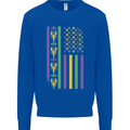 USA Mardi Gras American Flag America Mens Sweatshirt Jumper Royal Blue
