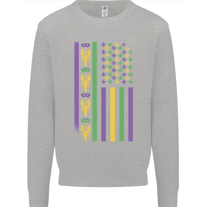USA Mardi Gras American Flag America Mens Sweatshirt Jumper Sports Grey
