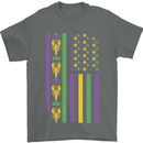 USA Mardi Gras American Flag America Mens T-Shirt 100% Cotton Charcoal