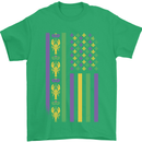 USA Mardi Gras American Flag America Mens T-Shirt 100% Cotton Irish Green